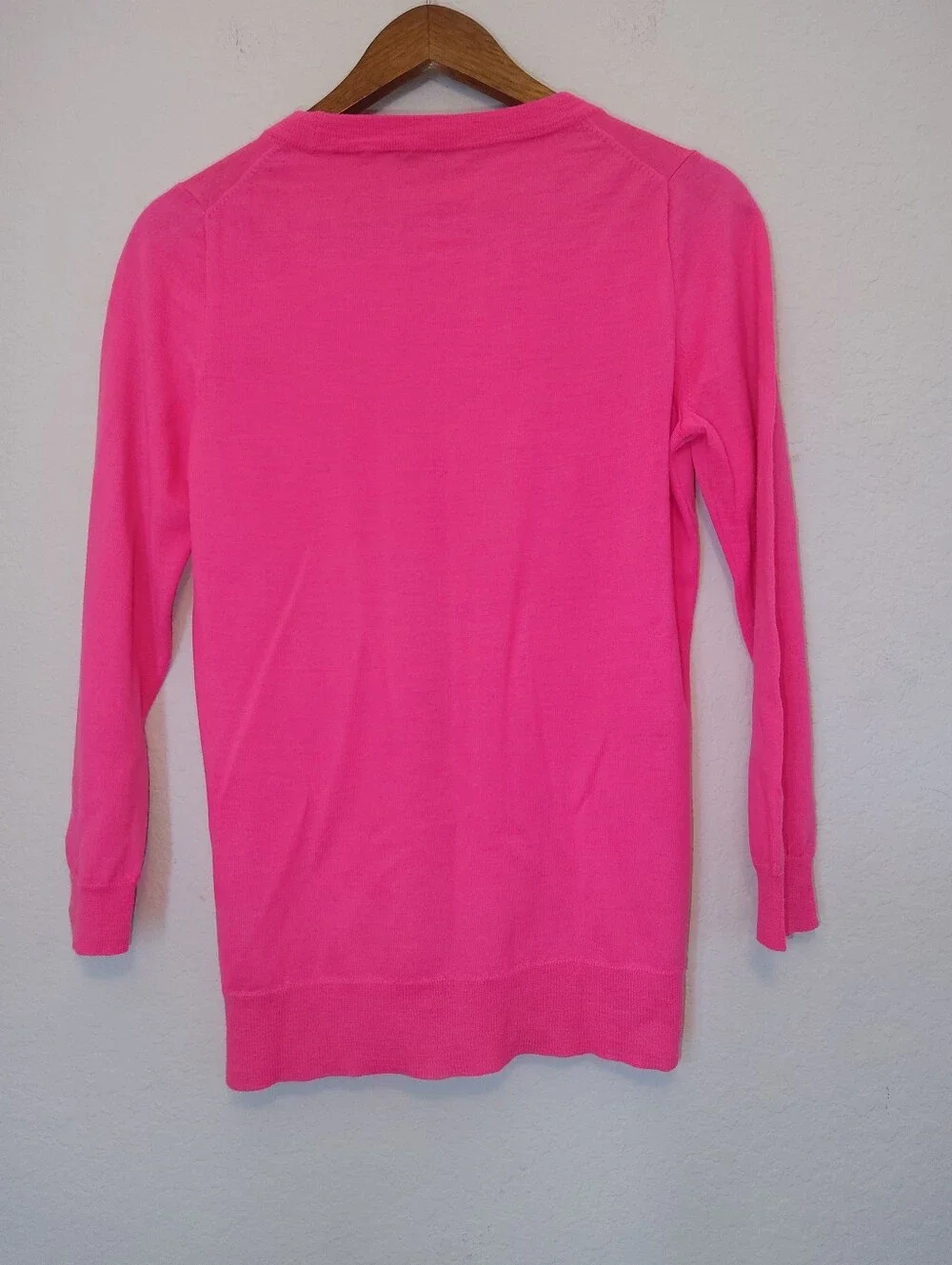 J. Crew Merino Wool Sweater Womens Sz Medium Hot Pink Barbiecore Preppy Luxury